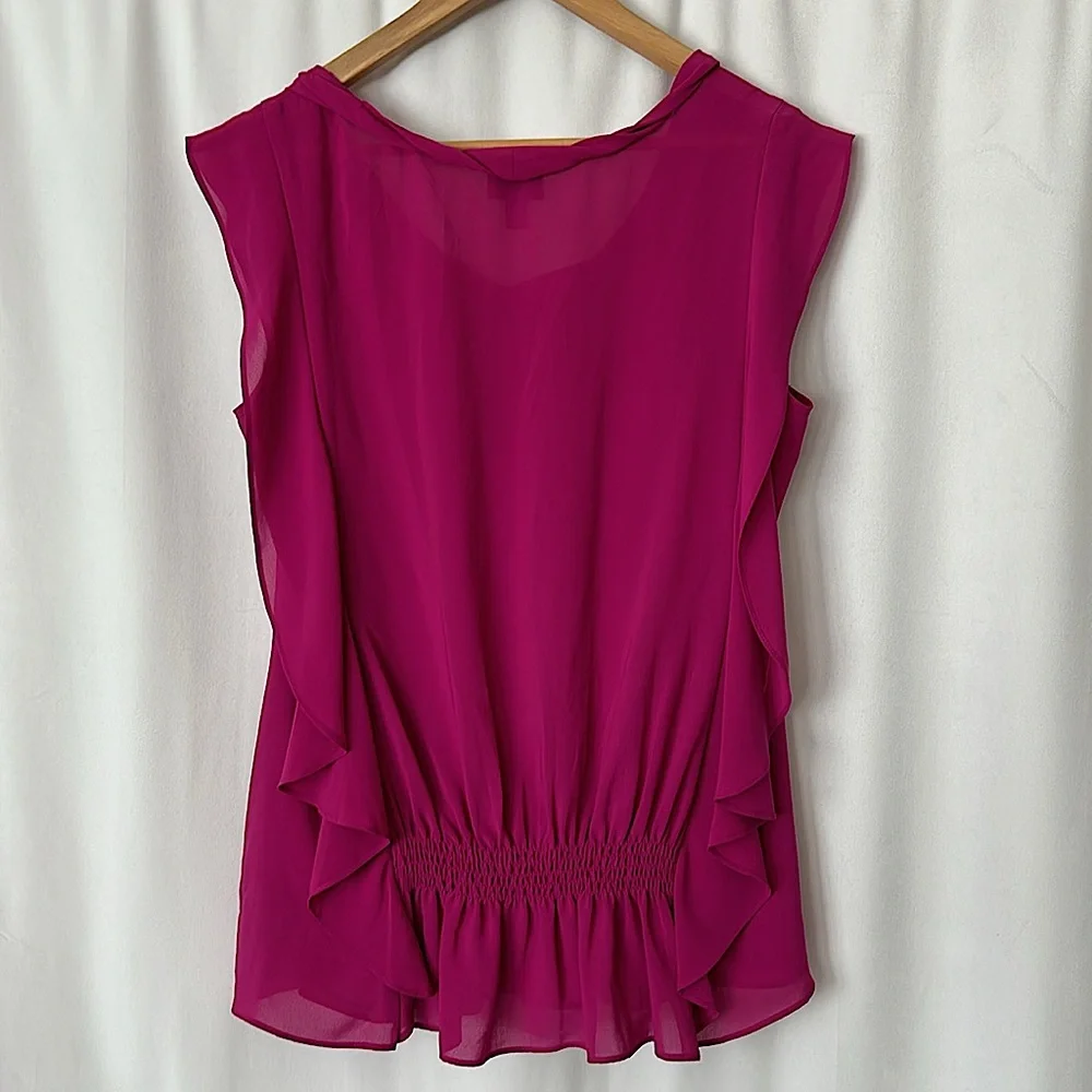 Nicole by Nicole Miller Wispy Fuchsia  Sleeveless Shirt Blouse Top **Size M** - Picture 2 of 5